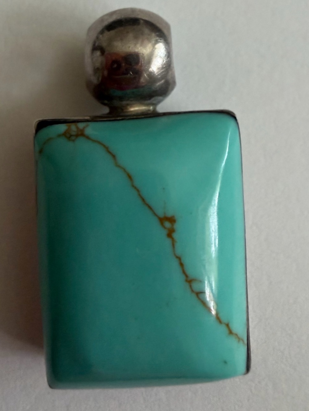 Vintage Turquoise Stone Pendant Necklace - ATI 925 markings
